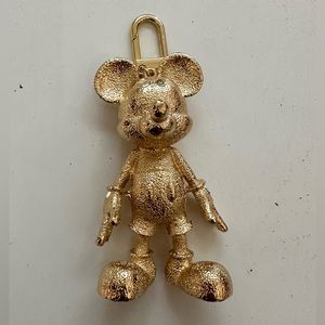 BaubleBar- Gold Textured Mickey Bag Charm